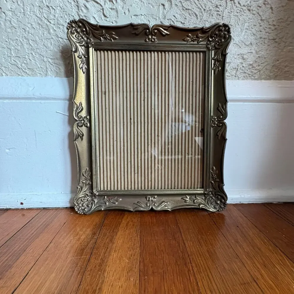Vintage Ornate Gold Tone Metal 8x10 Frame with Red Velvet Back